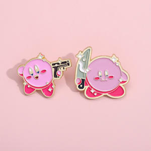 2 hadiah perhiasan desain Pin Enamel lucu kartun Kirby Cosplay Pin lencana logam bros merah muda Pin Enamel kustom - Product Image 1