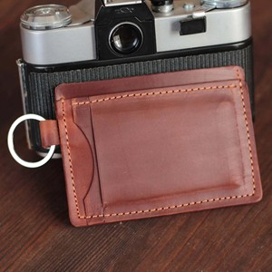 Dompet kunci kartu kulit sapi, gantungan kunci pria kartu hadiah, dompet kartu kredit untuk pria - Product Image 4