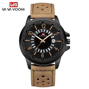 Montre à quartz pour homme avec cadran à roue de calendrier, bracelet en cuir, montre-bracelet de mode pour affaires, étanche et lumineuse - Product Image 3