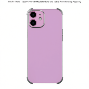 Carcasa Trasera Rosa para iPhone 16 con Soporte Metálico y Protección de Lente, Accesorio para Teléfono Móvil - Product Image 3