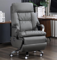 Chaise de bureau réglable électrique en cuir véritable chaise de bureau électrique avec repose-pieds automatique