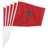En stock maroc drapeau à main monde tous les pays pas cher main tenant des drapeaux acclamants mini drapeau national agitant la main