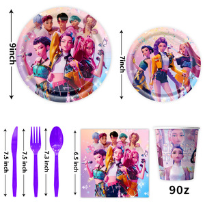 K-POP Demon Hunter Nhóm Cô Gái Theo Chủ Đề Sinh Nhật Nguồn Cung Cấp Bên Bao Gồm Biểu Ngữ Giấy Tấm Ly Khăn Ăn Bóng Bay Cho Người hâm mộ Phim Hoạt Hình - Product Image 4