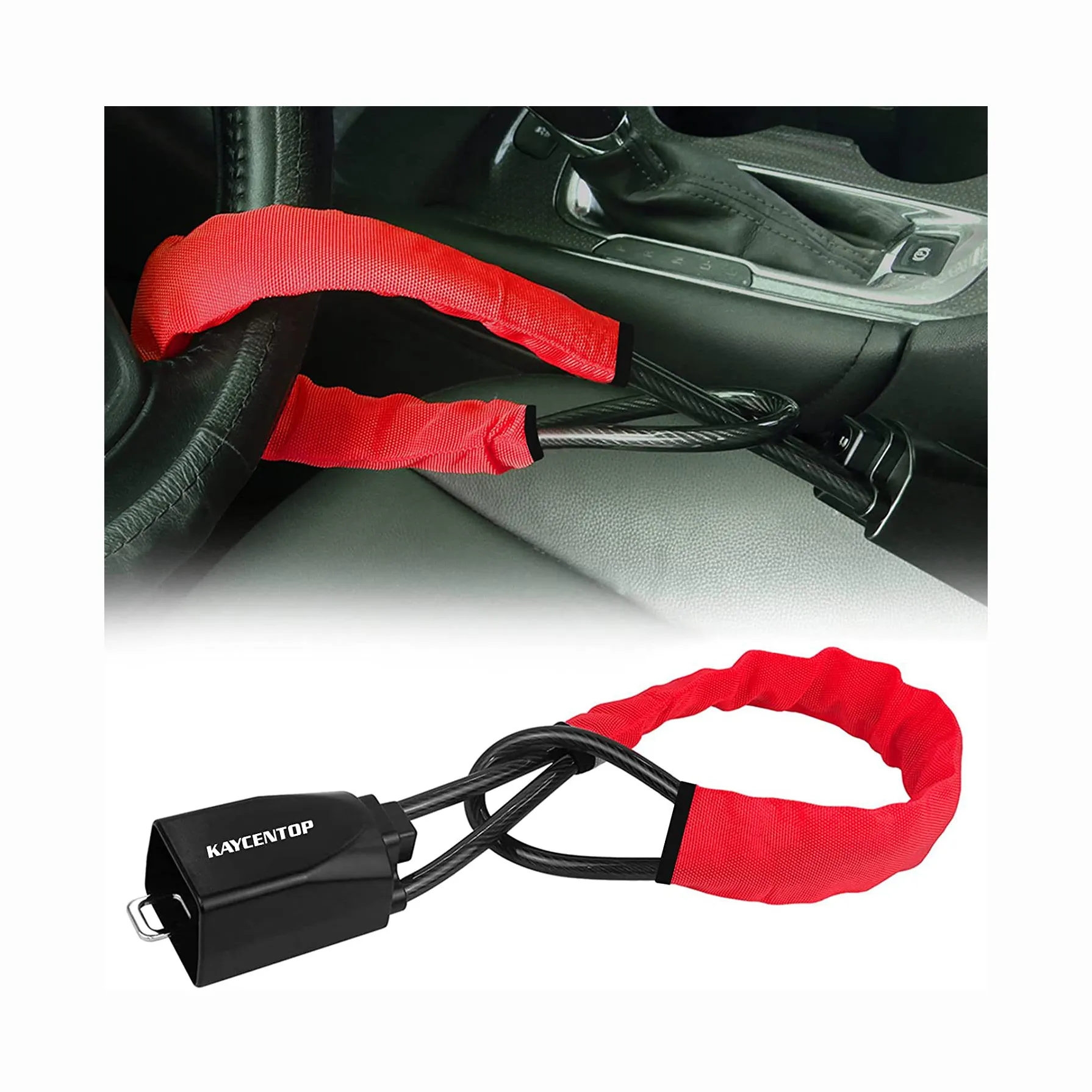Car Steering Wheel Lock Rope Safety Clip Lock Seat Belt Prevention Security Car Lock