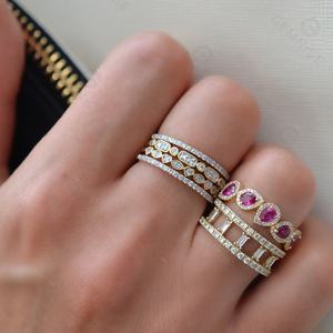 Gemnel минималистичное 925 серебро 18k Золото vermeil Багет cz Двухполосное кольцо - Product Image 3