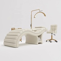 Lit de massage INS Style S-Shaped pour extensions de cils, lit de beauté de luxe INS Style pour salon SPA, lit de soin du visage incurvé pour extensions de cils