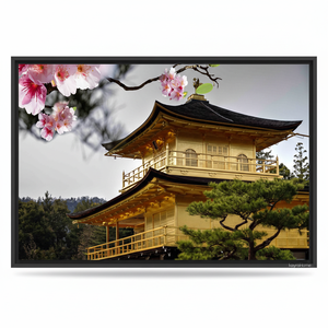 Printed Canvas: Golden Temple Spring Floral Landscape Art,<b>BLACK</b> <b>FRAMED</b> CANVAS - Product Image 2