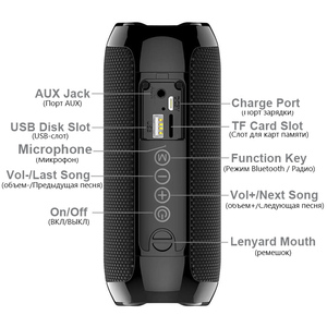 Tg117 bluetooth Loa di động BT TWS không dây kép Bass cột Boombox FM Aux TF Thẻ rung loa siêu trầm cho cắm trại - Product Image 4