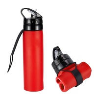 Bouteille d'eau pliable en silicone 600 ml, écologique, de qualité alimentaire, à boire directement avec couvercle, pour le camping, la randonnée, les voyages et les activités de plein air