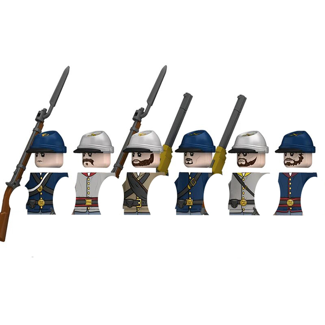 Confederate Cavalry and Infantry Artillery Soldier's weapon Accessories-Children's Plastic Assembly Building Block Figurines Toy