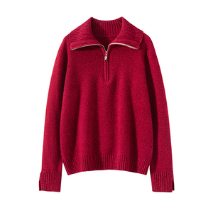 Knitwear Manufacturer Women Cashmere Polo Sport <b>Sweater</b> High Quality Cashmere <b>Sweater</b> Knit Cashmere <b>Quarter</b> <b>Zip</b> Women <b>Sweaters</b> - Product Image 3