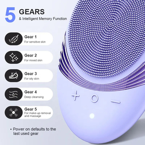 <span class=keywords><strong>Cepillo</strong></span> de limpieza <span class=keywords><strong>facial</strong></span> de silicona recargable portátil, <span class=keywords><strong>cepillo</strong></span> de limpieza impermeable de 5 modos para uso doméstico de hombres y mujeres - Product Image 3