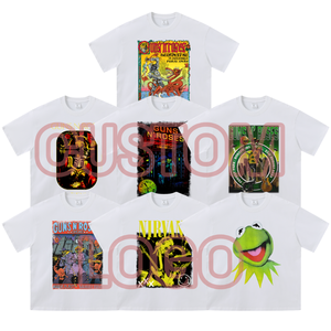 Kaos Rajut Lengan Panjang Unisex Ukuran Besar Custom dengan Sablon Band Printing DTG Printing Hitam Acid Wash 100% Katun - Product Image 1