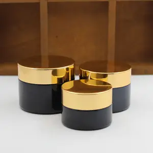 Luxury Body Butter Hair Cream Jar Container Matte Black Customize Cosmetic Single Double Cans With Gold Lid 200ml 300ml 500ml