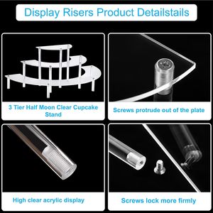 Exhibidores Acrílicos HENERA de 3 Niveles, Transparentes, Estilo Moderno, Fácil Montaje, para Cupcakes, Perfumes, <span class=keywords><strong>Amiibo</strong></span>, Figuras y Organización - Product Image 5