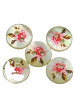 Kancing Mutiara Cangkang Bermotif Bunga Ucharmd 2 Lubang Model Shank, Manik-Manik Bulat Pipih Poles, Kancing Cangkang Putih untuk Pakaian