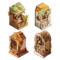 Scènes miniatures en bois de balcons dans les quatre saisons, modèle de puzzle 3D, kit de construction de maison en bois éducatif DIY pour ornements