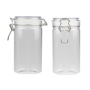 Wide Mouth High Grade Food Storage Clip Lid 1000ml Plastic Cake Jar with Airtight Bail-and-trigger Seal Closure