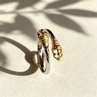 Ensemble de bagues tibétaines ajustables, bijoux personnalisés en argent sterling 925, acier inoxydable, plaqué or bicolore, bijoux pour femmes