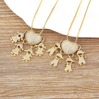 QIKU mode cristal coeur forme 4 filles et garçons pendentif collier or cuivre cuivre cubique Zircon fête bijoux cadeau en gros