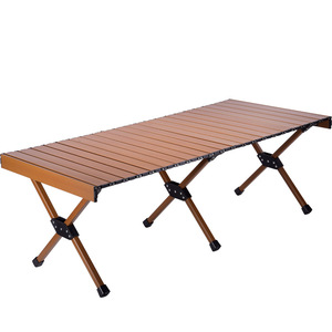Table pliante d'extérieur en alliage d'aluminium 120x60x45cm, portable, rectangulaire, pour camping, pique-nique, barbecue, base croisée - Product Image 1
