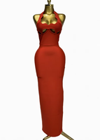 Robe de soirée moulante et sexy en spandex, sans col, à découpes, anti-statique, pour l'été, idéale pour la Saint-Valentin - Collection Fashion Trade