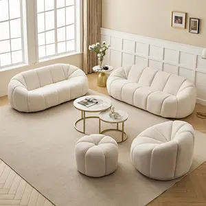 Living Room Furniture Sofas Set Modern Couch 2023 Sectional 3 Seater Velvet Loveseat Sets For Boucle Fabric Single Round Sofa