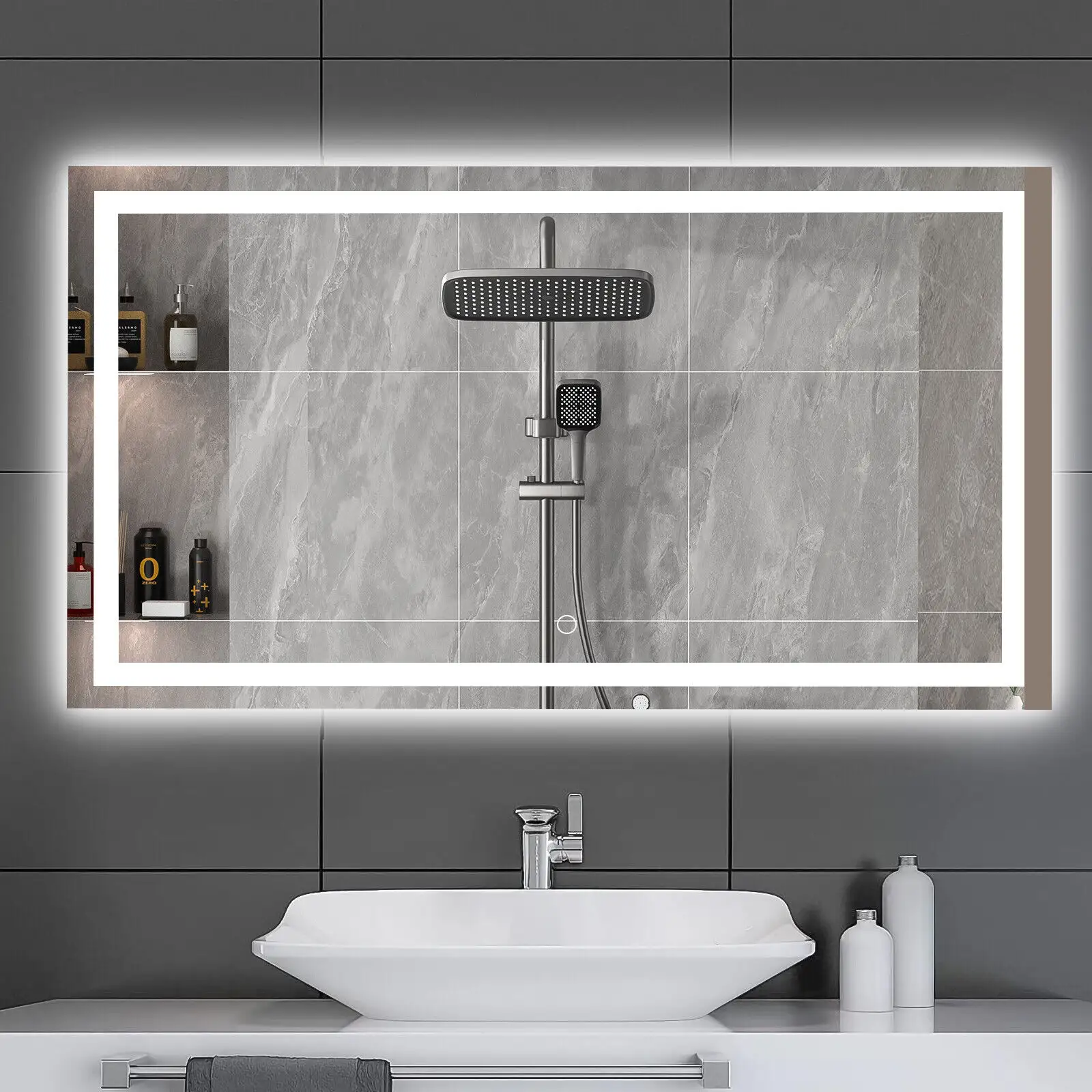 Hot sale led mirror defogger bathroom mirror with front light touch screen led bath mirrors