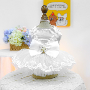 Mascota perro princesa vestido de novia tutú roseta y arco vestidos gato cachorro falda Primavera/Verano ropa - Product Image 1