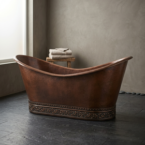 Baignoire ovale autoportante en cuivre, baignoire de luxe en métal pour adultes, pour la baignade à domicile - Product Image 4