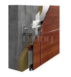 Système de revêtement de façade en panneau de placage en <span class=keywords><strong>bois</strong></span> Alliage d'aluminium Personnalisation de support en forme de L en forme de T - Product Image 1