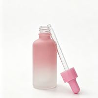 Flacon compte-gouttes pour sérum cosmétique 5ml 10ml 15ml 20ml 30ml 50ml 100ml, verre dépoli dégradé rose, bouchon à vis, cosmétiques de luxe