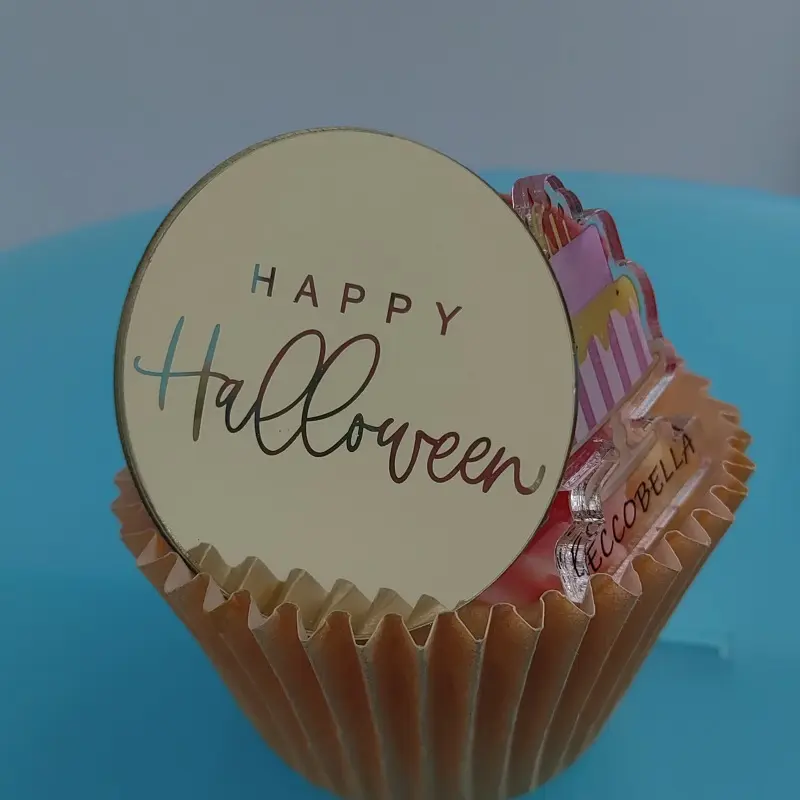 Feliz Halloween disco mini acrílico Cupcake Topper para decoración de pastel de Halloween