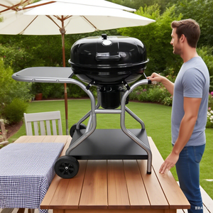 Parrilla y Ahumador <span class=keywords><strong>de</strong></span> <span class=keywords><strong>Carbón</strong></span> <span class=keywords><strong>de</strong></span> Acero Moderno <span class=keywords><strong>de</strong></span> Lujo <span class=keywords><strong>de</strong></span> <span class=keywords><strong>22</strong></span> Pulgadas con Carro, para Exteriores, <span class=keywords><strong>de</strong></span> Combustible Sólido, con Recubrimiento <span class=keywords><strong>de</strong></span> Polvo Negro, Plegable - Product Image 6