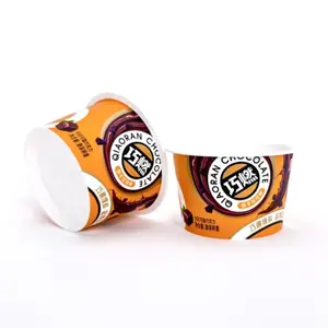Ice Cream Bồn nhựa container bán buôn tùy chỉnh IML Làm xáo trộn hiển nhiên logo nhựa Ice Cream Cup 100 gam sữa chua nồi