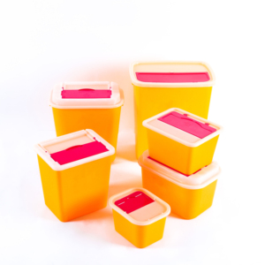 Hot sale round and square type medical disposable sharp container bins with automatic rotating chamber sharp boxes