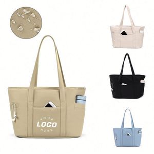 Custom Luxury Logo New Fashion Large Canvas Tote <b>Bag</b> <b>Women</b> <b>Leather</b> <b>Laptop</b> Spacious and Stylish for Winter Travel Work - Product Image 1
