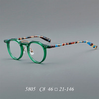 Lunettes de vue pour adultes de forme ronde, monture en acétate pleine monture, style unisexe avec motif uni, verres optiques en plastique transparent