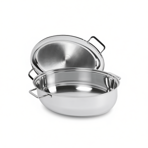 Plat à rôtir ovale Silit avec couvercle 38x26cm en acier inoxydable pour utilisation au four - Product Image 2