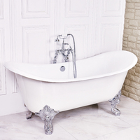 Baignoire autoportante ovale classique de 72 pouces en fonte émaillée blanche, double extrémité, luxueuse, pour bain profond, durable 50 ans, portable