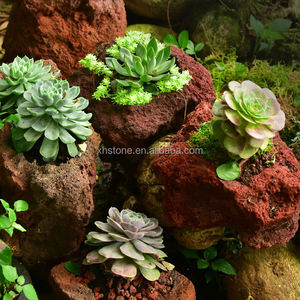 Decoración de jardín al aire libre, macetas de roca de <span class=keywords><strong>piedra</strong></span> de Lava volcánica roja Natural, cuencos de flores, para paisajismo, en venta - Product Image 3