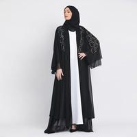 Abayas de couleur unie en coton noir, robe africaine en mousseline de soie Baratas Khaliji longue Abaya