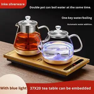 Полностью автоматический стеклянный электрический чайник, чайный пивовар со встроенным чайным столиком, индукционный чайный котел - Product Image 5