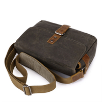 Vintage kleine Leder Umhängetasche Waxed Canvas Flap Cross body Messenger Sachel für Männer Frauen für Reisen Digital Gear/Kamera
