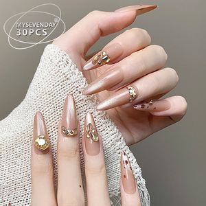 TikTok, superventas, uñas de gama alta con estampado de leopardo brillante, manicura francesa, Ojo de gato, chica caliente, puntas de uñas portátiles - Product Image 4