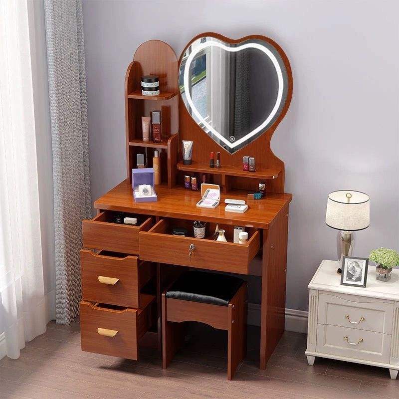 Luxury Mirror Dresser Adjustable Wooden Dressing Table