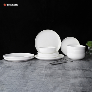 Combinaison bol et assiette maison hôtel bas prix fin nouvel os chine blanc 12 pièces vaisselle ensemble de vaisselle - Product Image 4