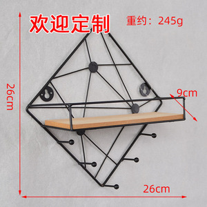 Wall-mounted Storage Rack Black Wire Polygon Shape Minimalist Design For Bathroom Living Room <b>Bedroom</b> Decorative <b>Shelf</b> - Product Image 2