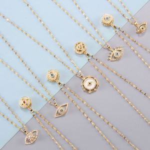 Collar De Acero Inoxidable No Fade Stainless Steel Necklace Rotating Zircon Eye <b>Titanium</b> Steel Clavicle <b>Chain</b> Necklace - Product Image 1