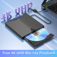 Lecteur graveur externe 7-en-1 4K UHD Blu-ray USB-C 3.0 portable avec port SD/TF pour Windows/Mac